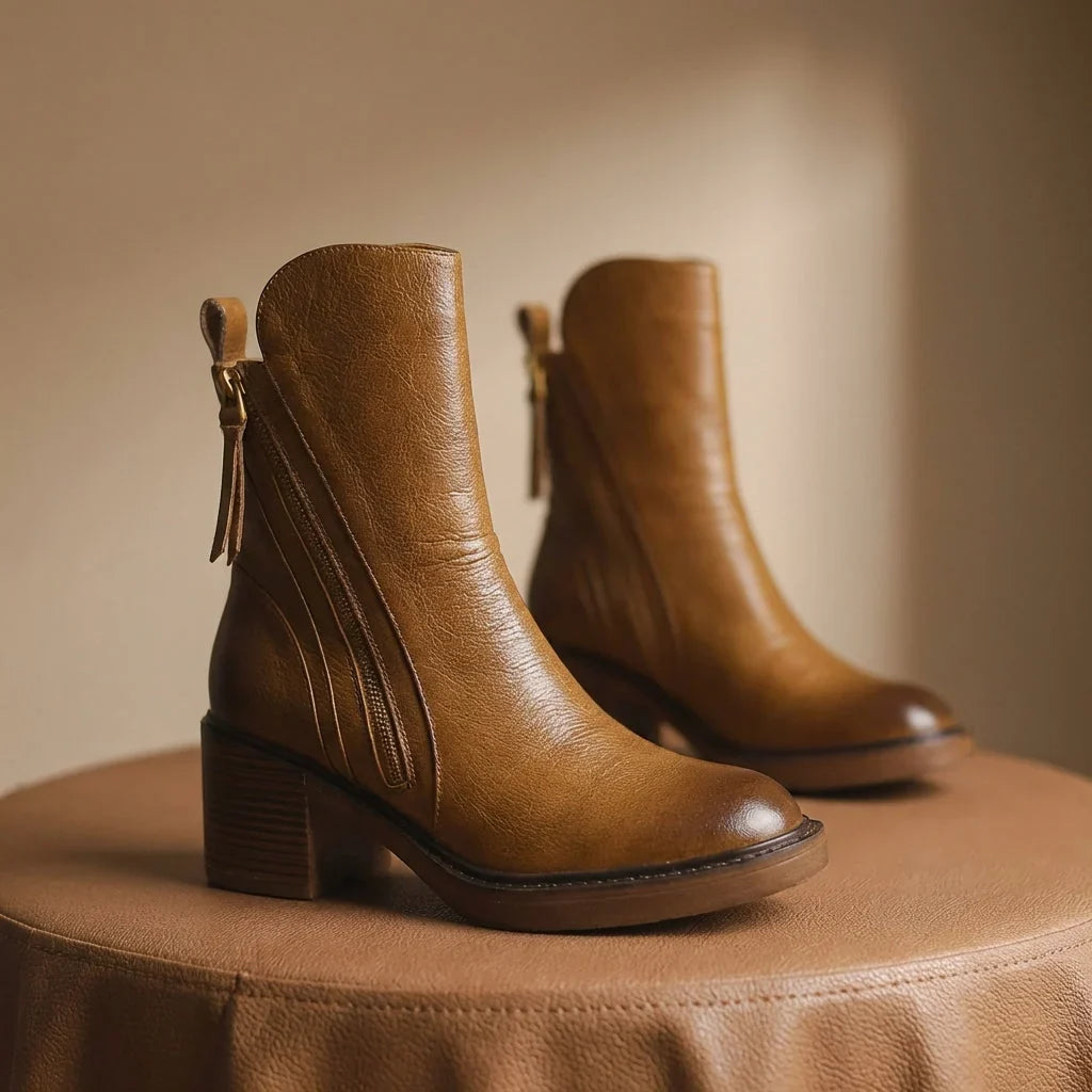 Women's leather side-zip ankle boots - view 10