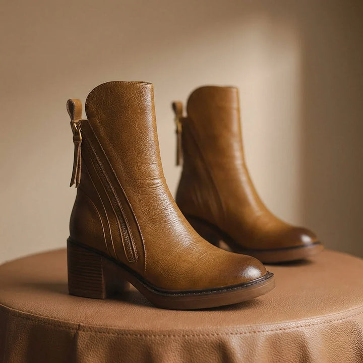 Women's leather side-zip ankle boots - view 10
