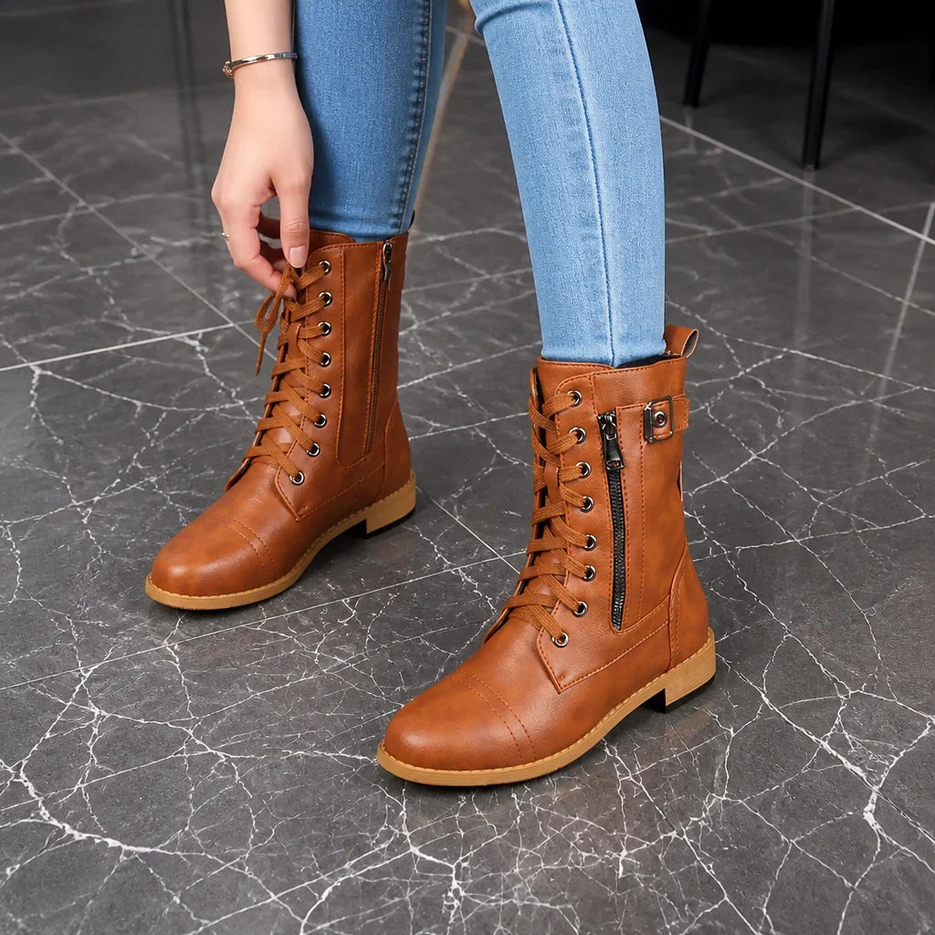 Women's side-zip faux leather ankle boots - view 2