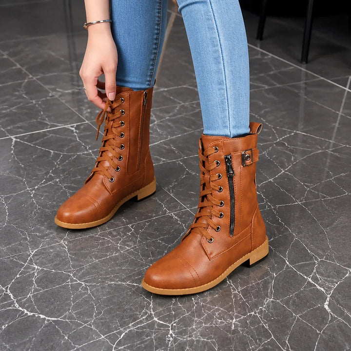 Women's side-zip faux leather ankle boots - view 2