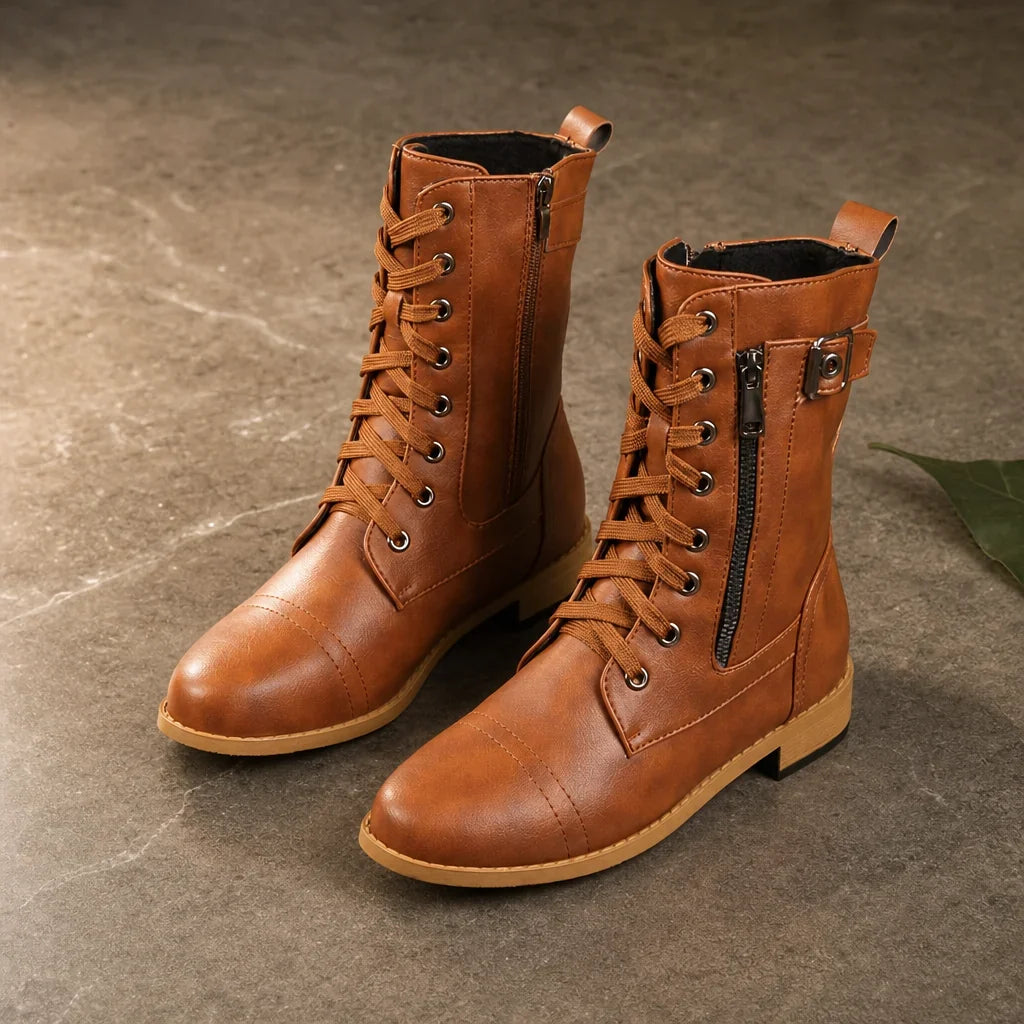 Women's side-zip faux leather ankle boots - view 3