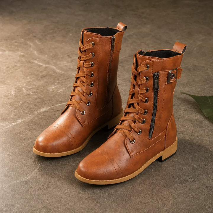 Women's side-zip faux leather ankle boots - view 3