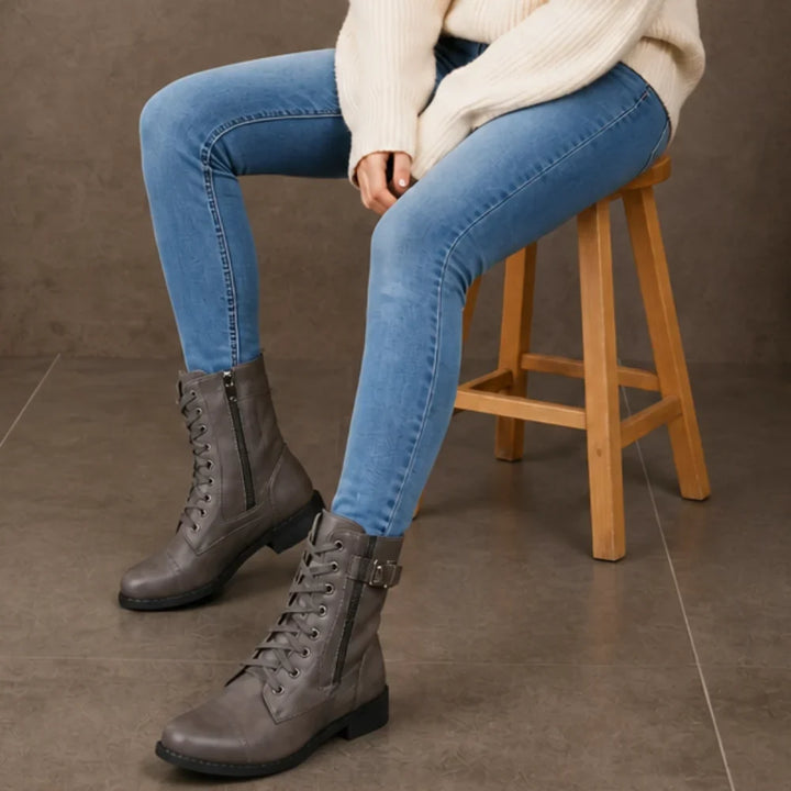 Women's side-zip faux leather ankle boots - view 9