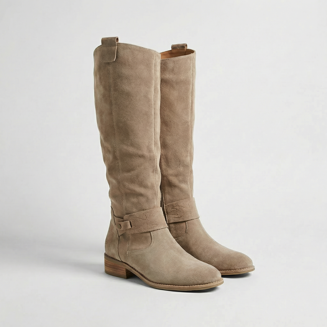 Women's faux suede knee-high slouch boots - view 2