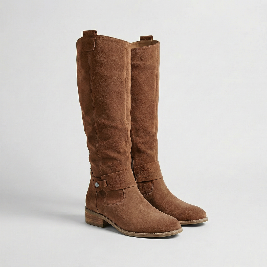 Women's faux suede knee-high slouch boots - view 1