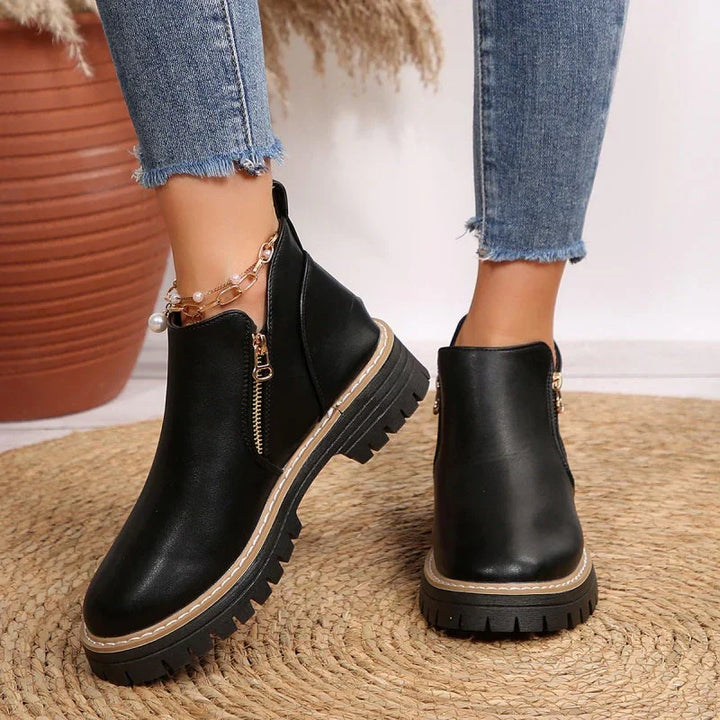 Comfort Ankle Boots for Women Side Zipper Cushioned Sole