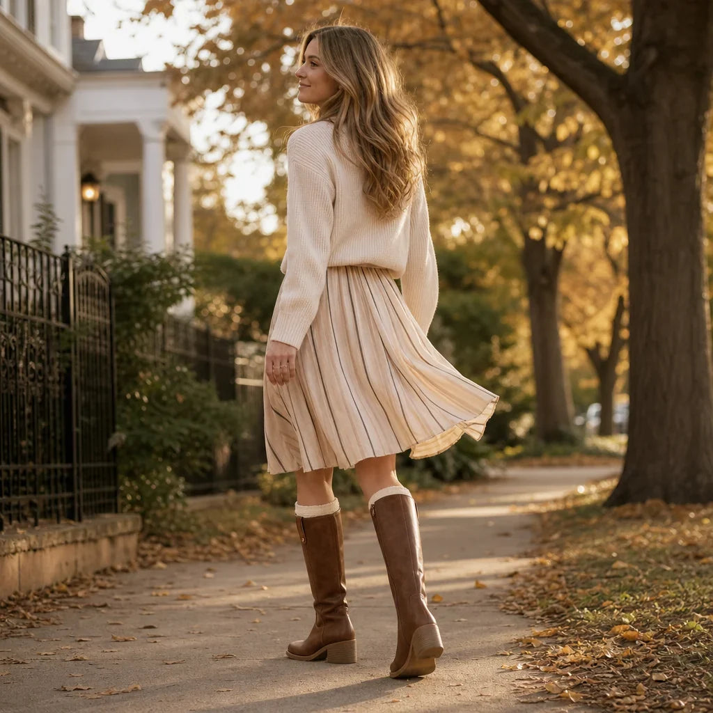 Women's pull-on block heel knee-high boots - view 4