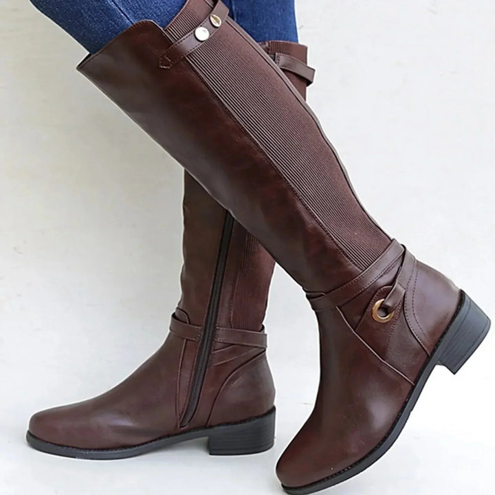Women's buckled knee-high block heel boots - view 1