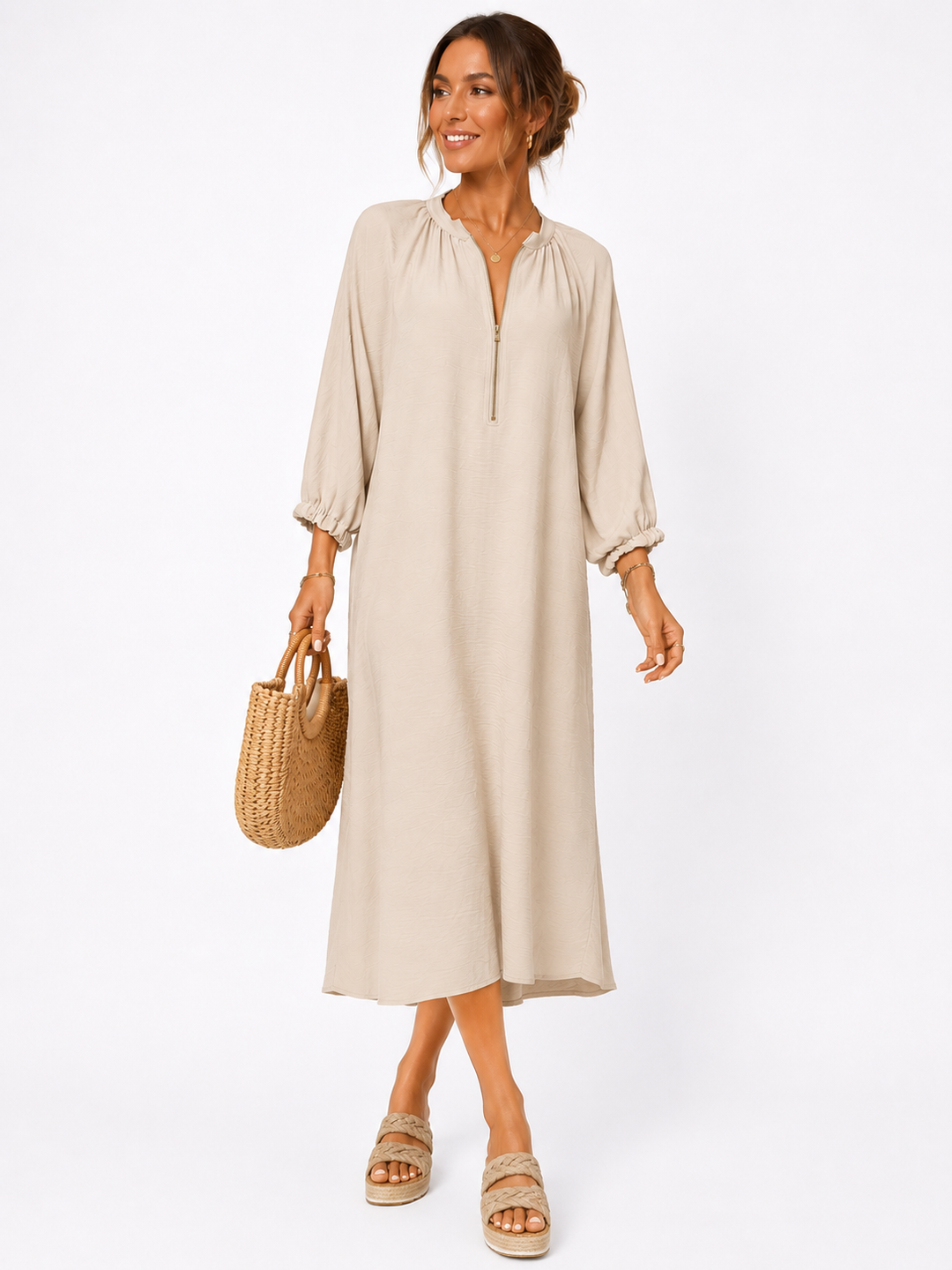 Lara™ – Timeless Zip Maxi Dress