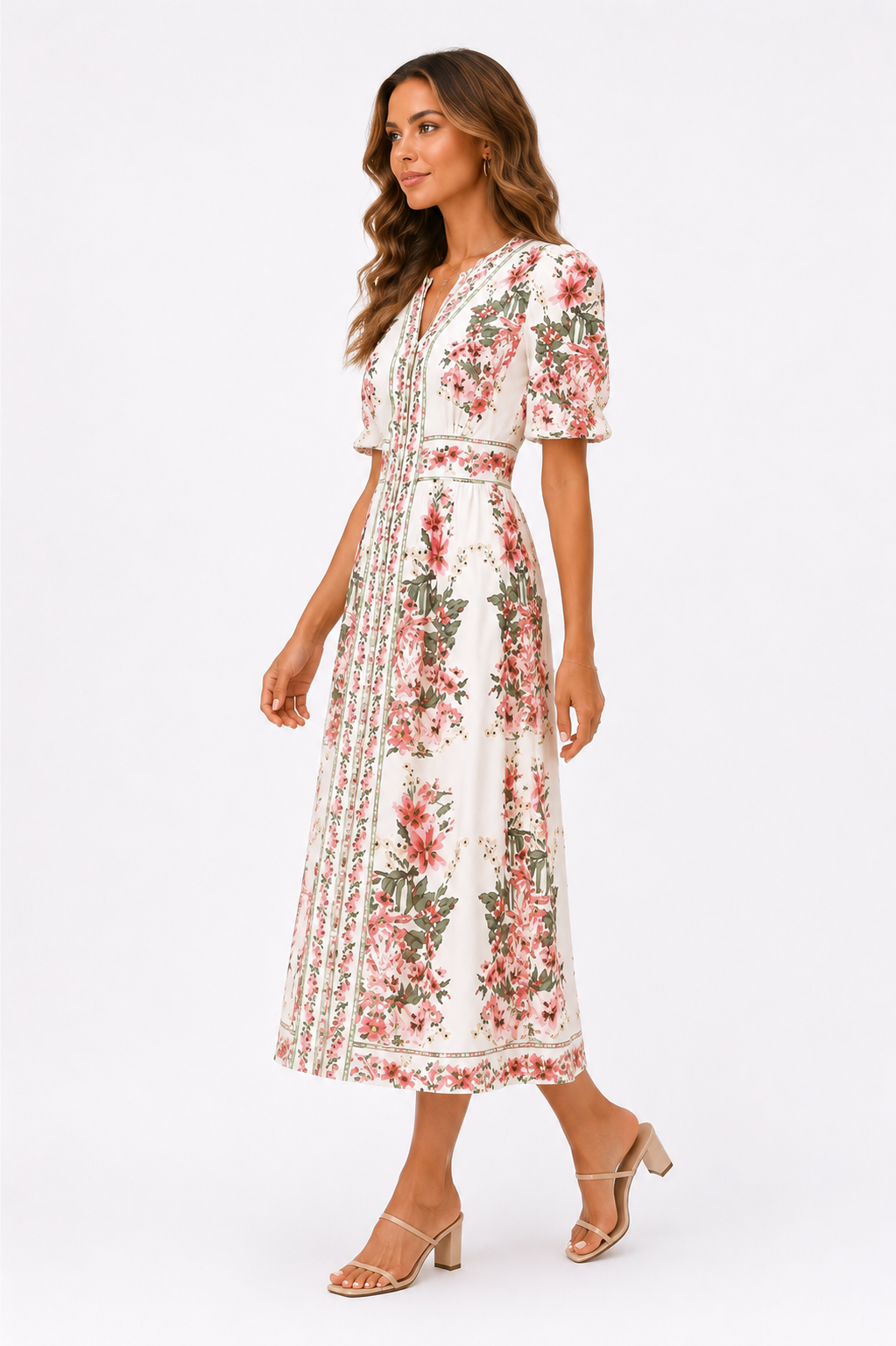 Bella™ – Floral Elegance Midi Dress