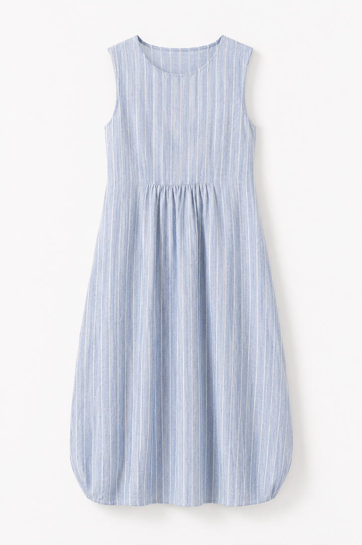 Luna™ – Elegant Sleeveless Striped Midi Dress