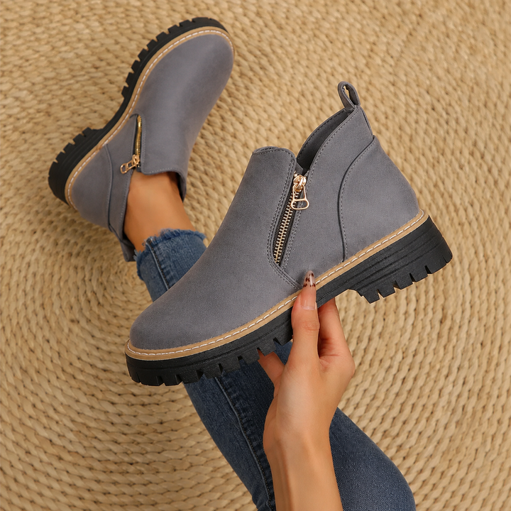 Comfort Ankle Boots for Women Side Zipper Cushioned Sole