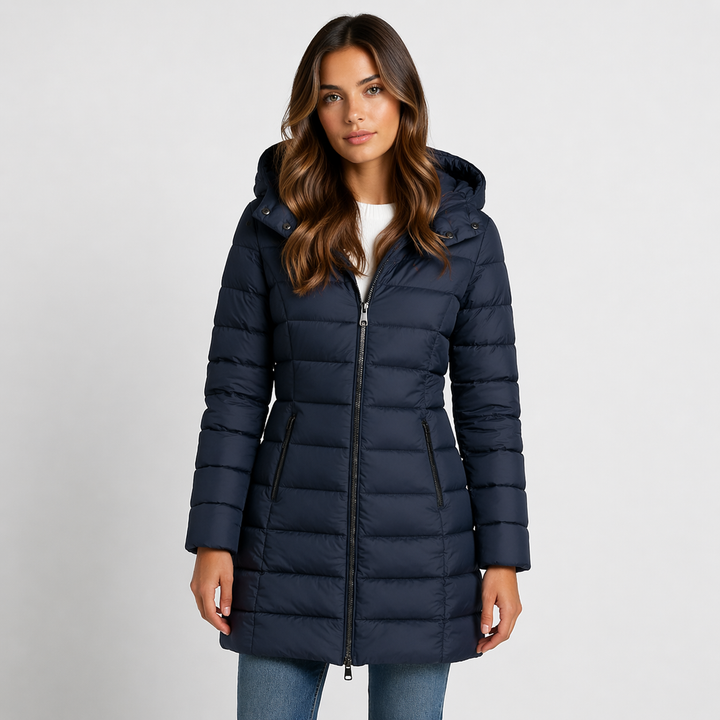 Solene | Hooded Longline Puffer Jacket for Women