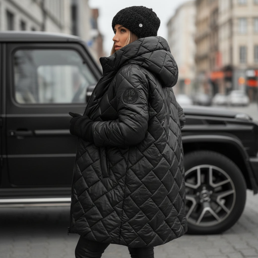 Quilted Hooded Jacket for Women - Insulated Cold Weather Coat