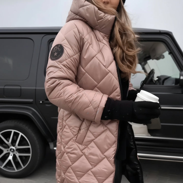 Quilted Hooded Jacket for Women - Insulated Cold Weather Coat