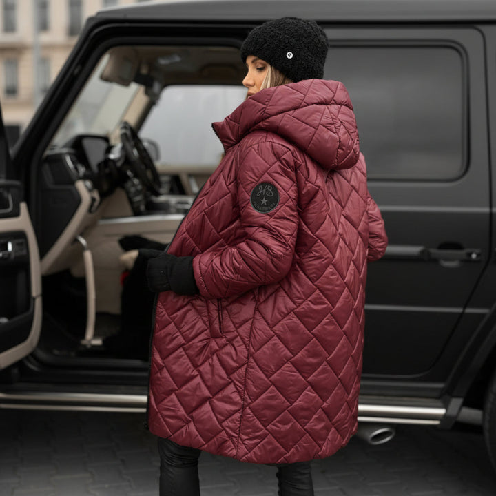 Quilted Hooded Jacket for Women - Insulated Cold Weather Coat