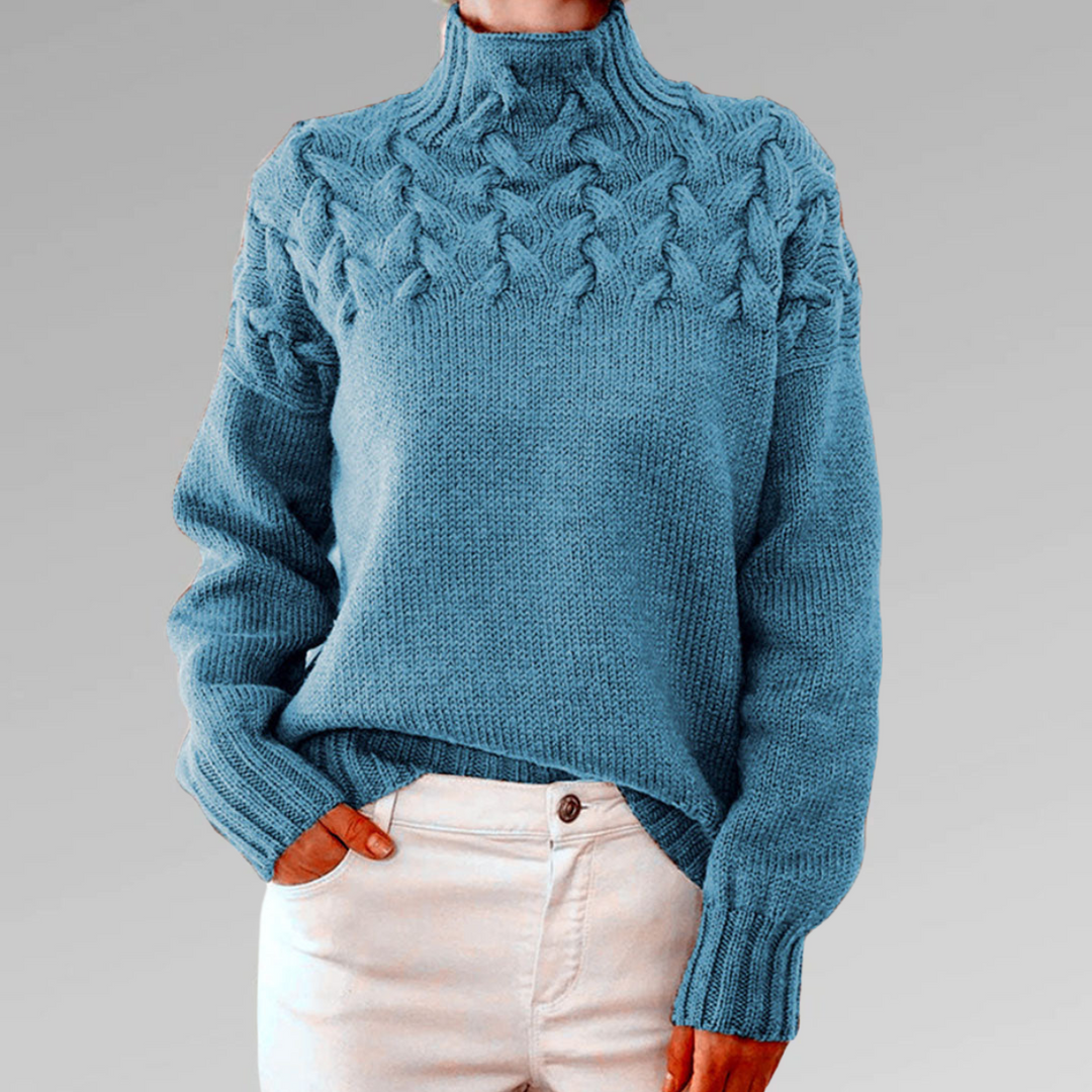 Oversized Turtleneck Sweater for Women - Sky Blue