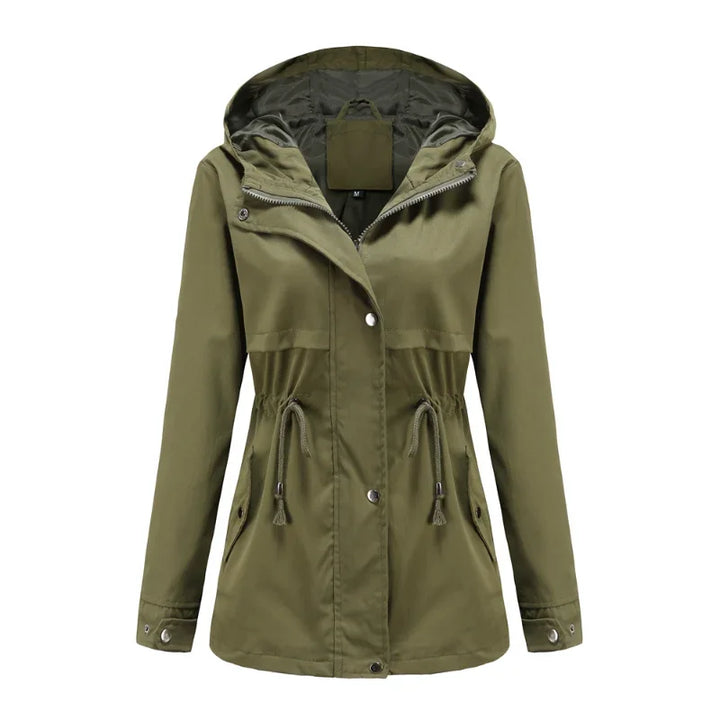 Anorak Rain Jacket for Women - Hooded Drawstring Waist Windbreaker