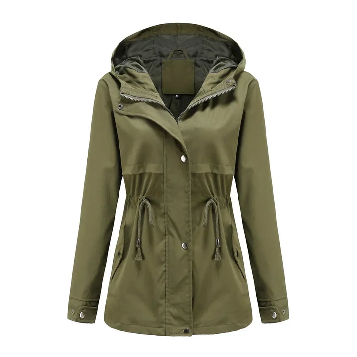 Anorak Rain Jacket for Women - Hooded Drawstring Waist Windbreaker