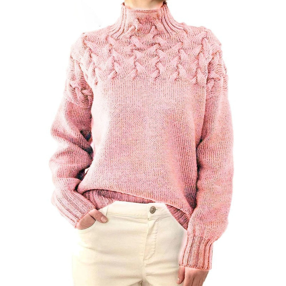 Oversized Turtleneck Sweater for Women - Pink