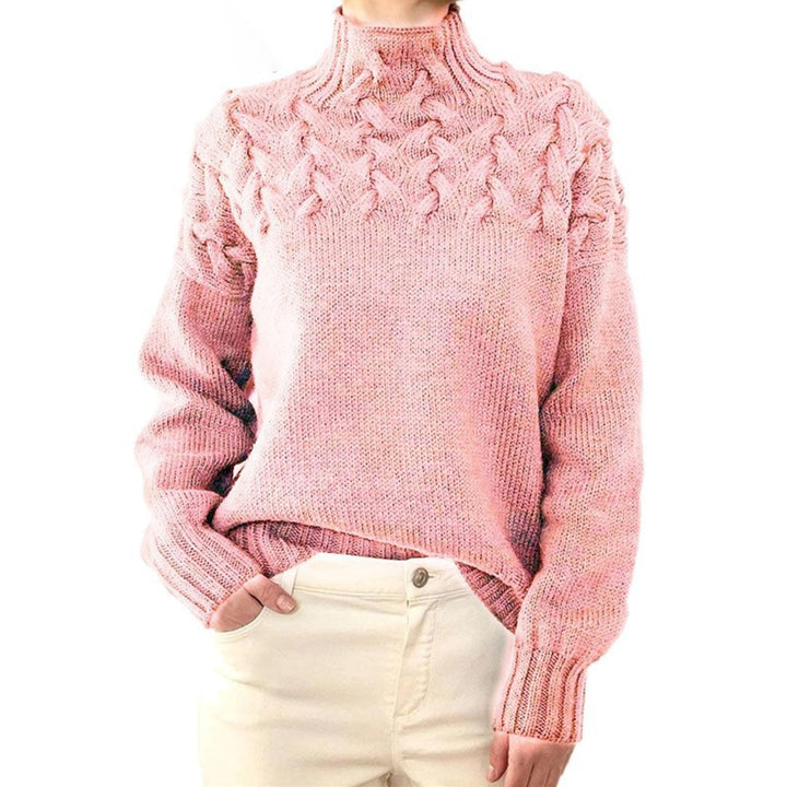 Oversized Turtleneck Sweater for Women - Pink