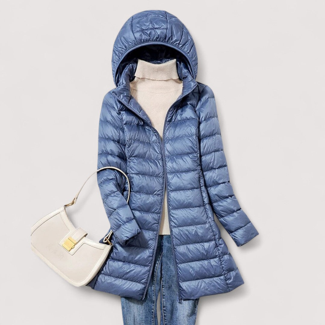 Plus Size Puffer Jacket for Women - Hooded Longline Winter Coat