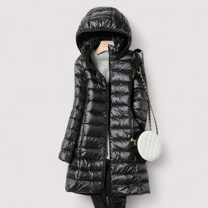Plus Size Puffer Jacket for Women - Hooded Longline Winter Coat