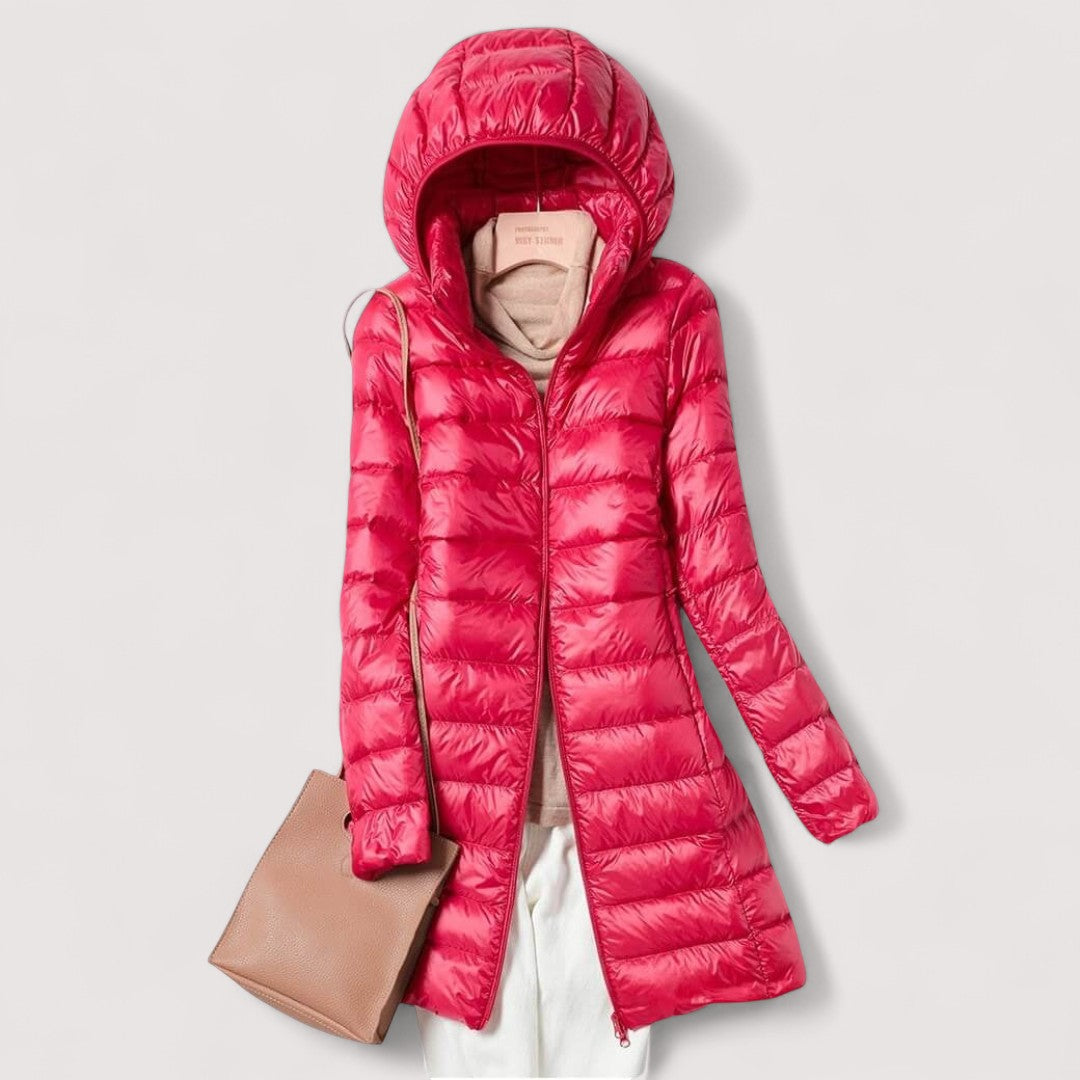 Plus Size Puffer Jacket for Women - Hooded Longline Winter Coat
