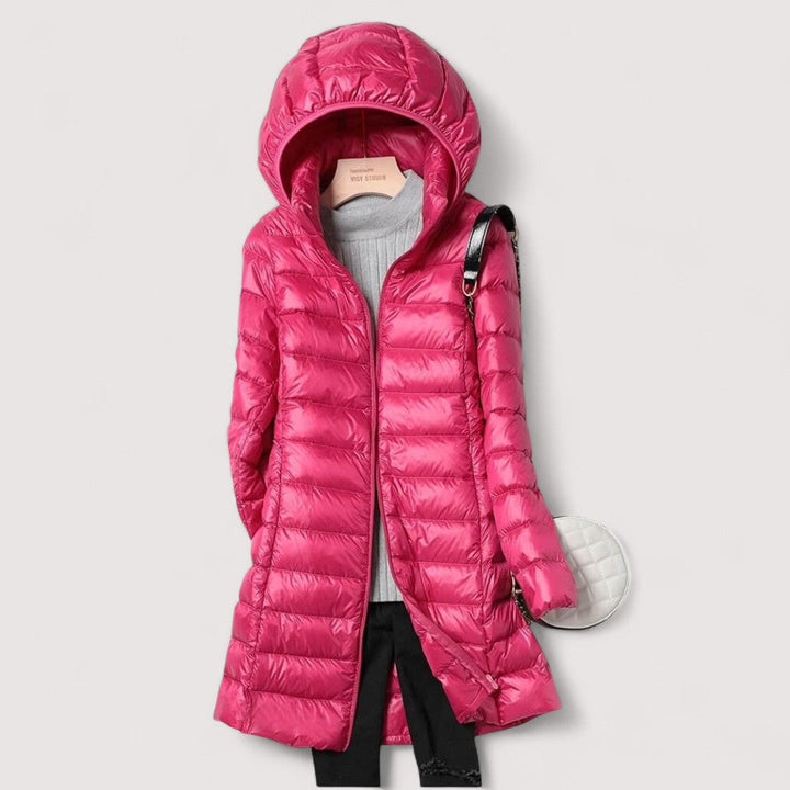 Plus Size Puffer Jacket for Women - Hooded Longline Winter Coat
