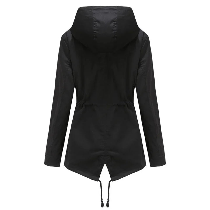 Anorak Rain Jacket for Women - Hooded Drawstring Waist Windbreaker