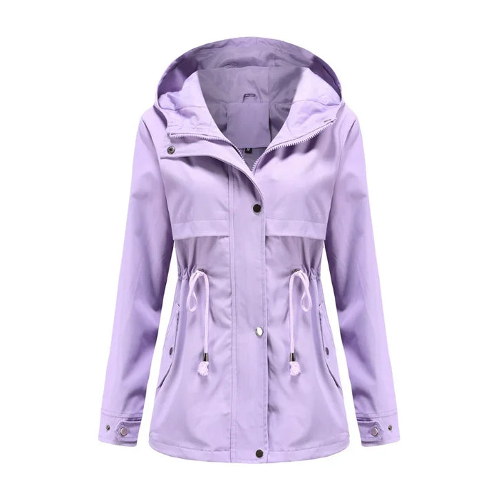 Anorak Rain Jacket for Women - Hooded Drawstring Waist Windbreaker