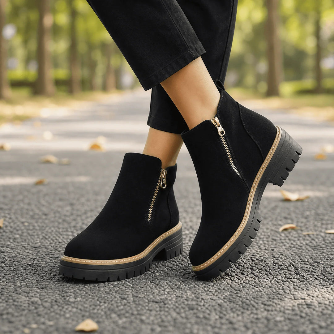 Women's side-zip suede Chelsea boots with wide toe - view 1