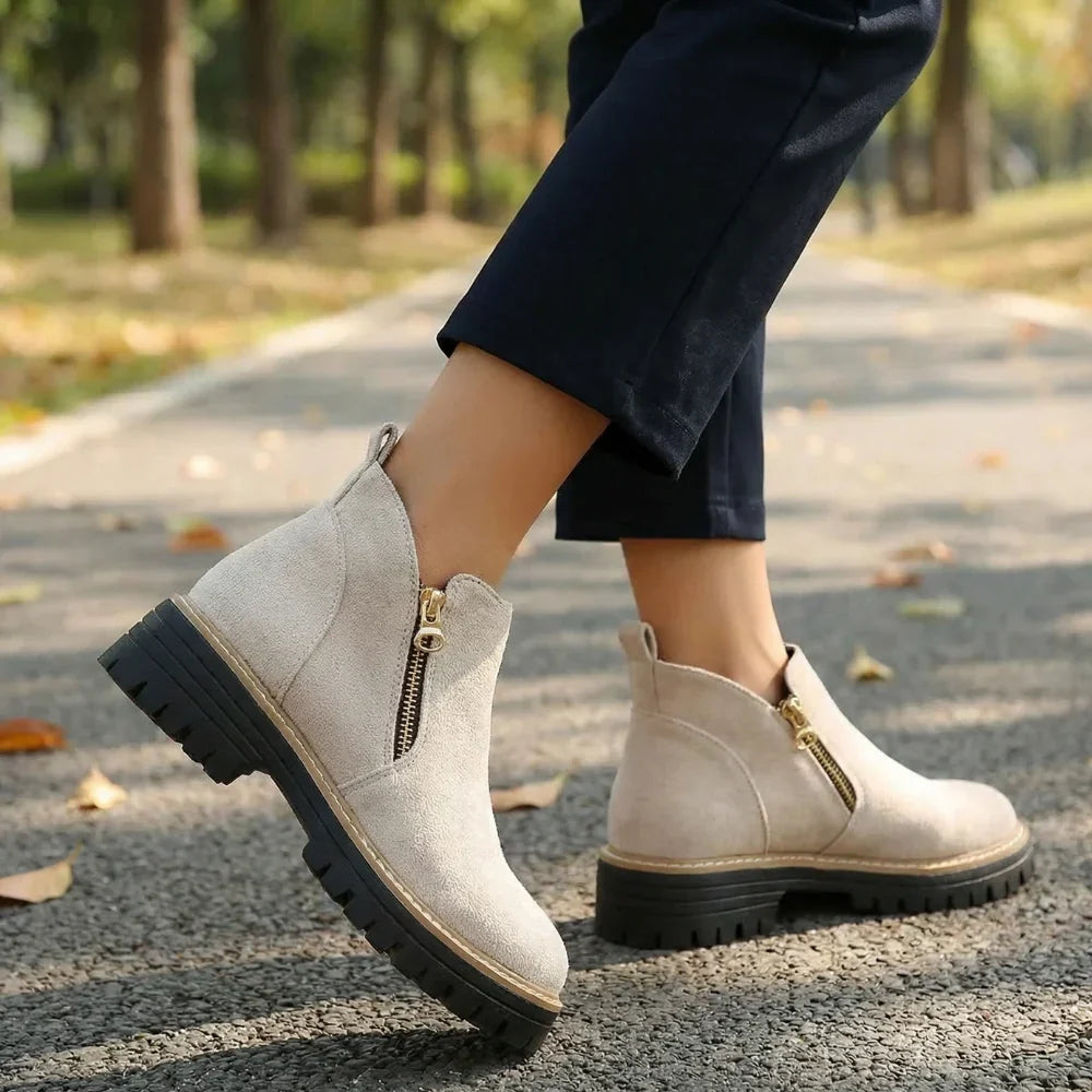 Women's side-zip suede Chelsea boots with wide toe - view 2
