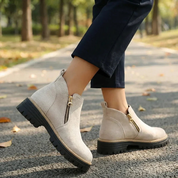 Women's side-zip suede Chelsea boots with wide toe - view 2