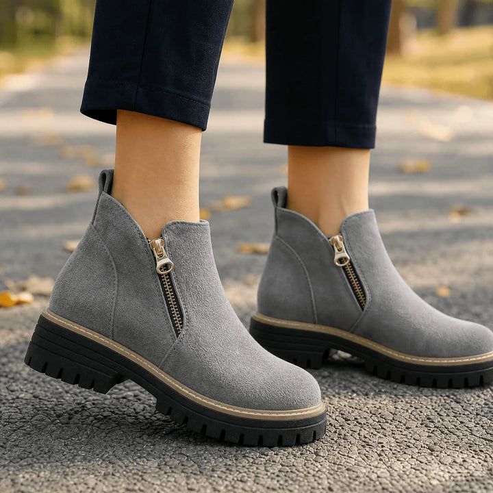 Women's side-zip suede Chelsea boots with wide toe - view 11