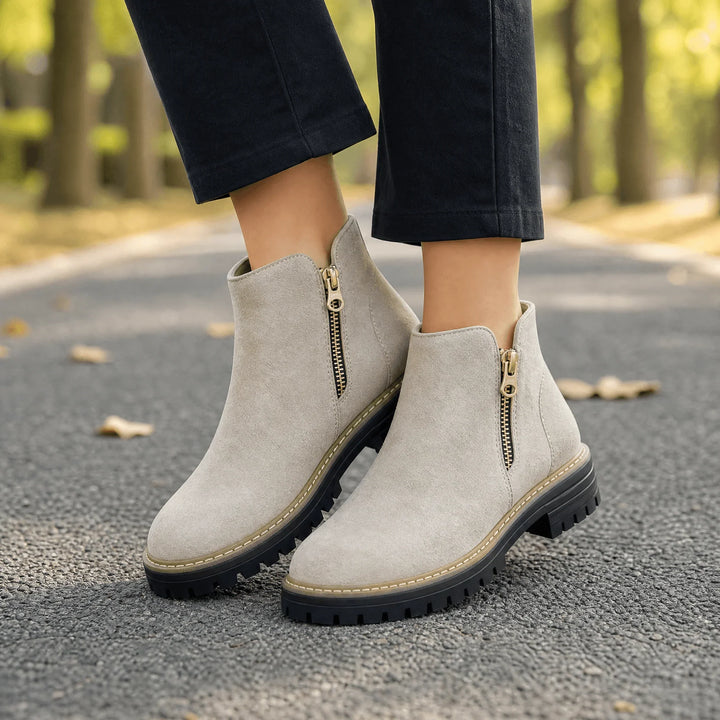 Women's side-zip suede Chelsea boots with wide toe - view 12