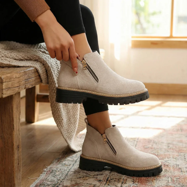 Women's side-zip suede Chelsea boots with wide toe - view 3