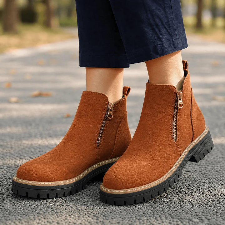 Women's side-zip suede Chelsea boots with wide toe - view 10