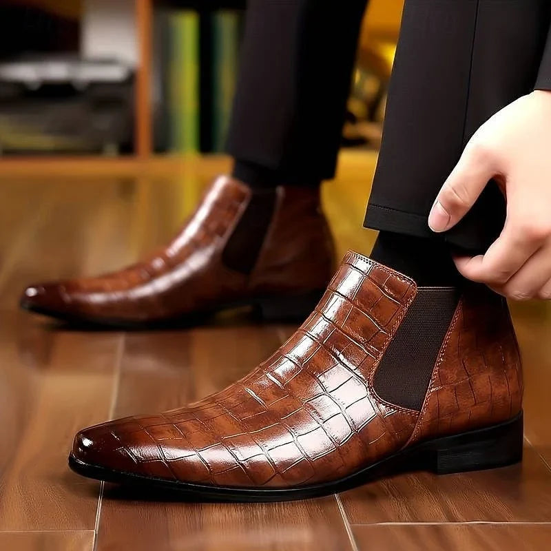 Unisex textured leather Chelsea boots - view 3