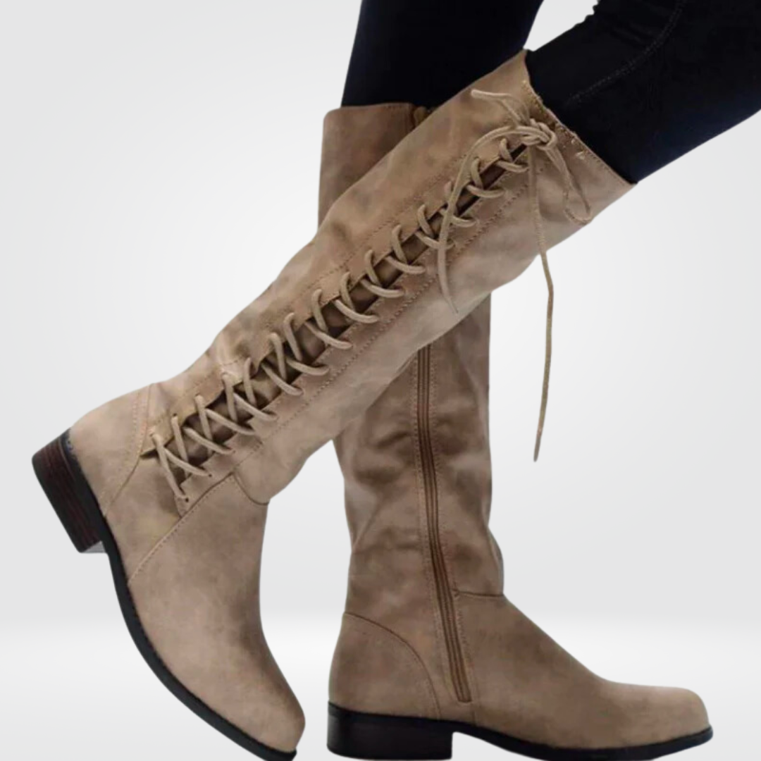 Lace-Up Knee High Combat Boots for Women - styled