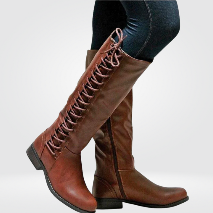 Lace-Up Knee High Combat Boots for Women - side view