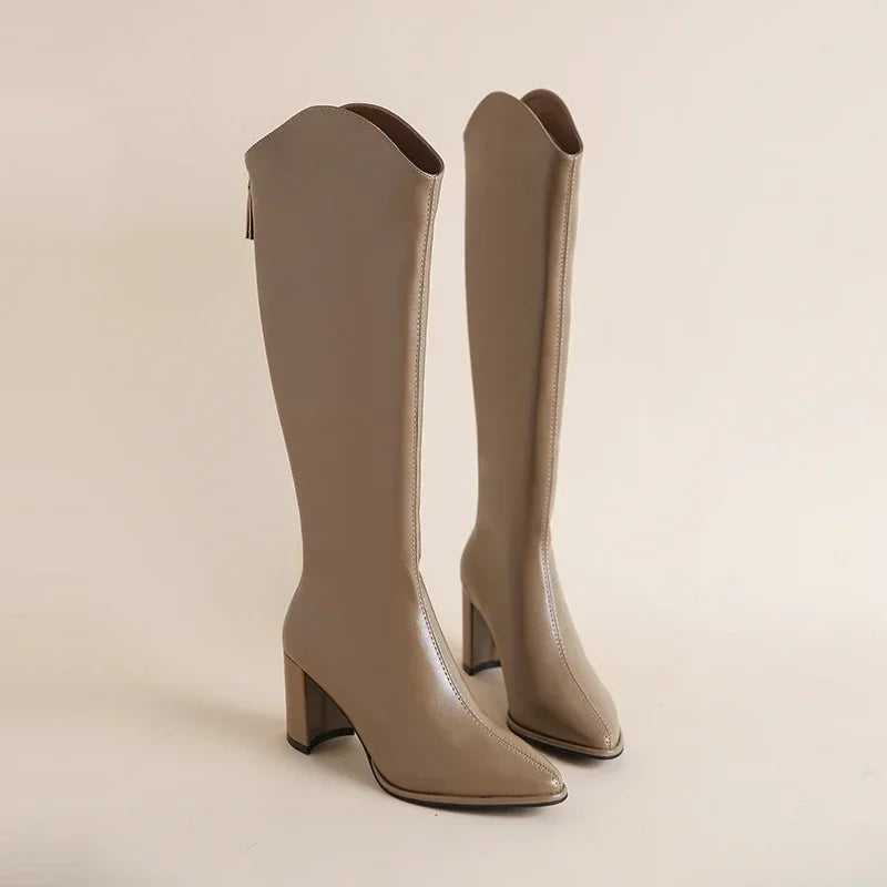 Women's faux leather knee-high longline boots - view 1