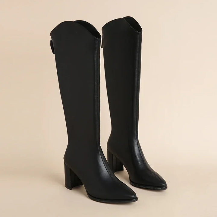 Women's faux leather knee-high longline boots - view 2