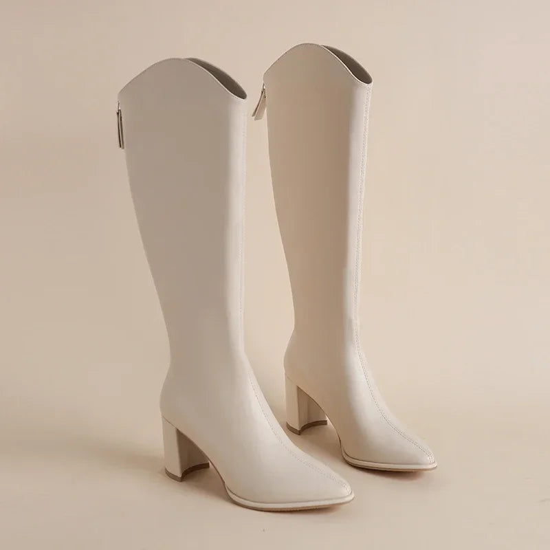 Women's faux leather knee-high longline boots - view 3