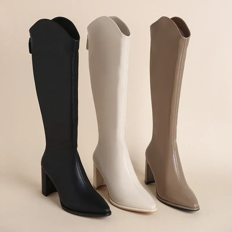 Women's faux leather knee-high longline boots - view 4