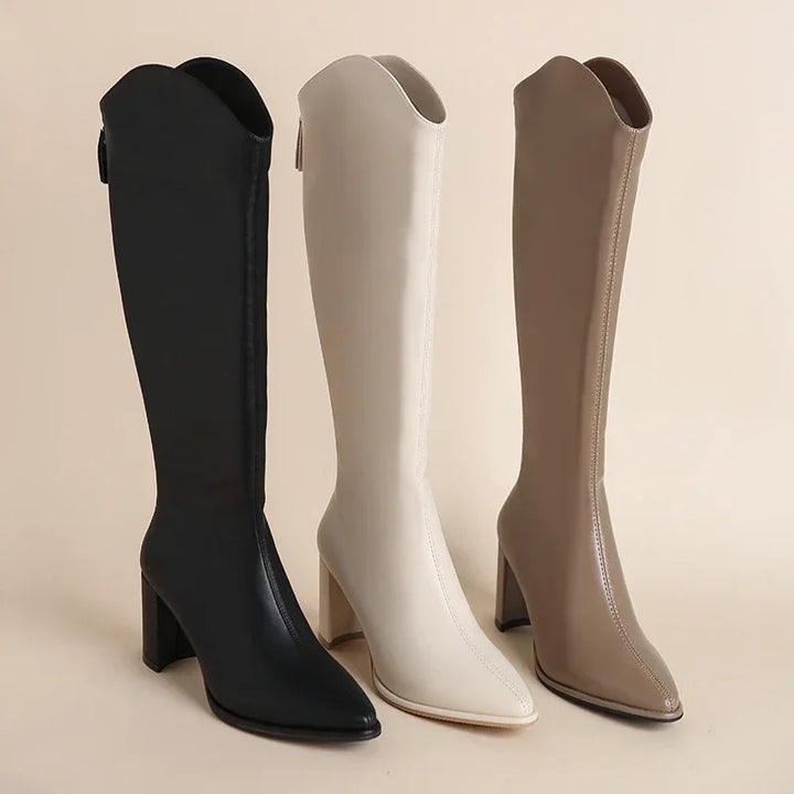 Women's faux leather knee-high longline boots - view 4