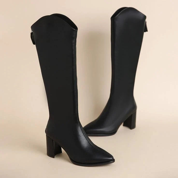 Women's faux leather knee-high longline boots - view 6