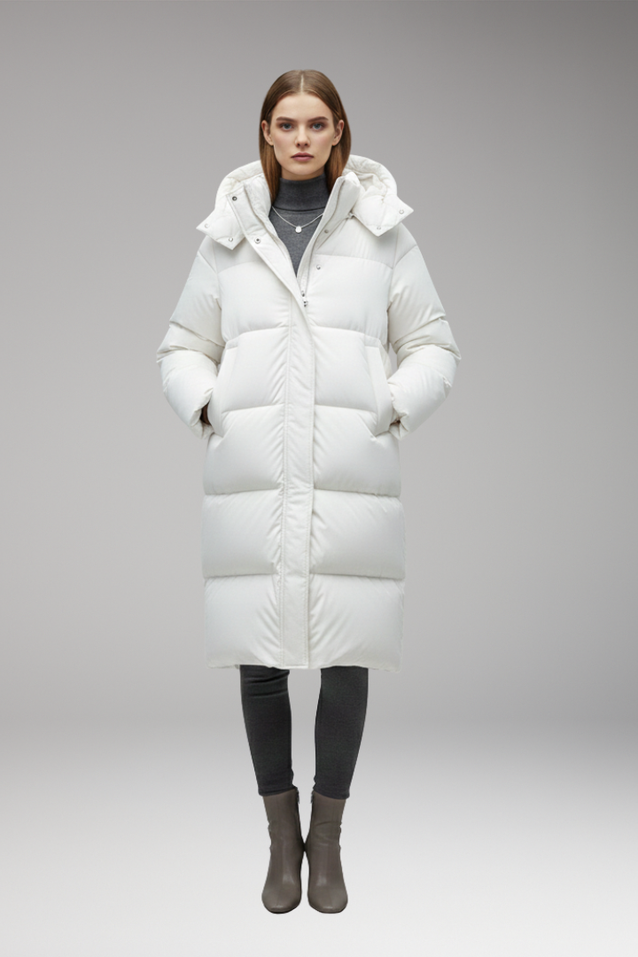 Long Quilted Hooded Puffer Jacket for Women - Ultimate Winter Protection Coat