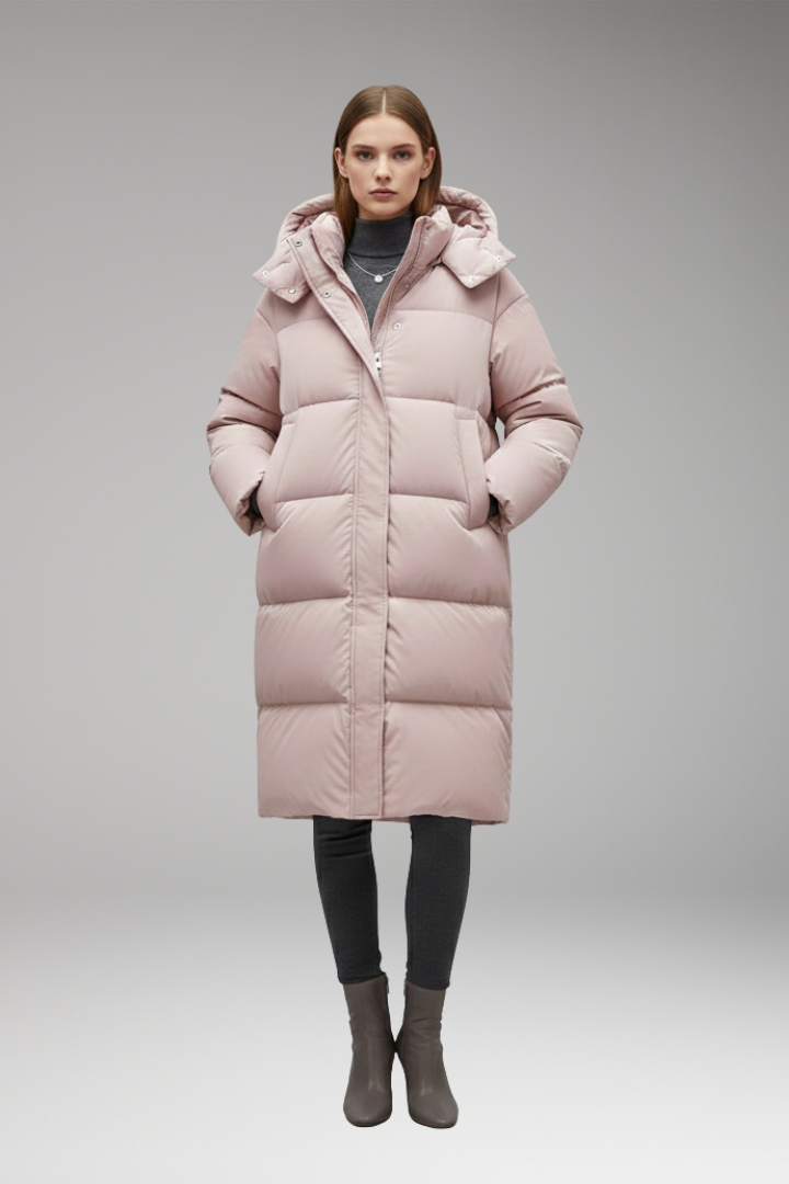 Long Quilted Hooded Puffer Jacket for Women - Ultimate Winter Protection Coat