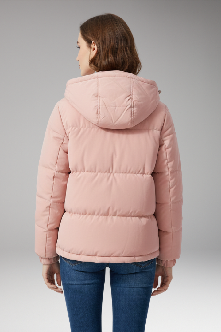 Hooded Puffer Jacket for Women - Quilted Structured Comfort Coat